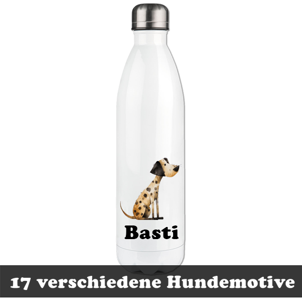 Flasche (Thermo)- personalisiert - süße Hunde
