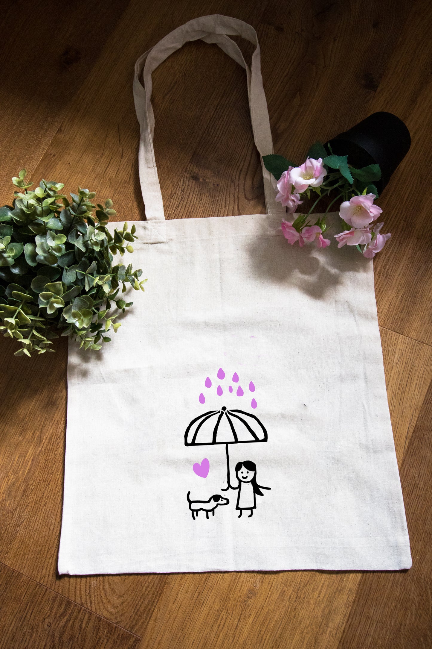 Baumwolltasche "Rainy Day" - Tasche mit langen Henkeln